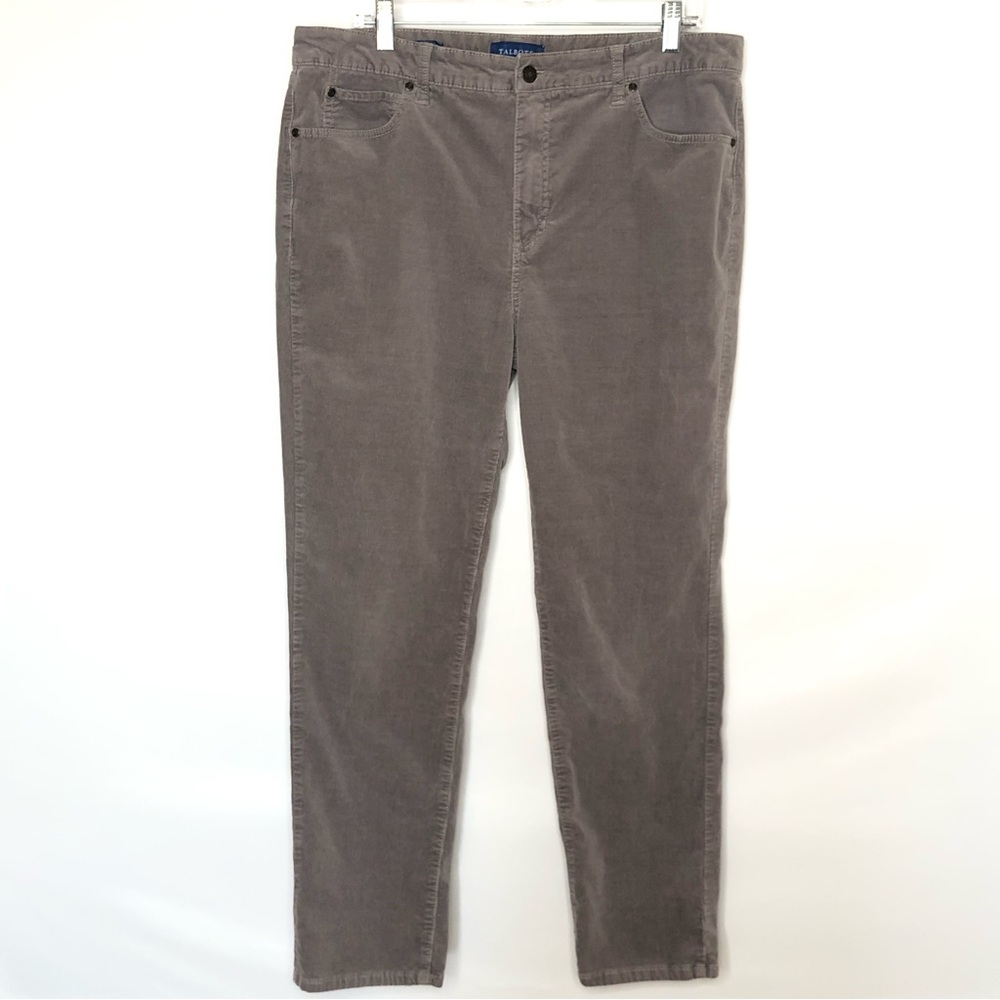 Talbots Gray High Rise Straight Leg Corduroy Pants Size 14 5-pocket 29” Inseam